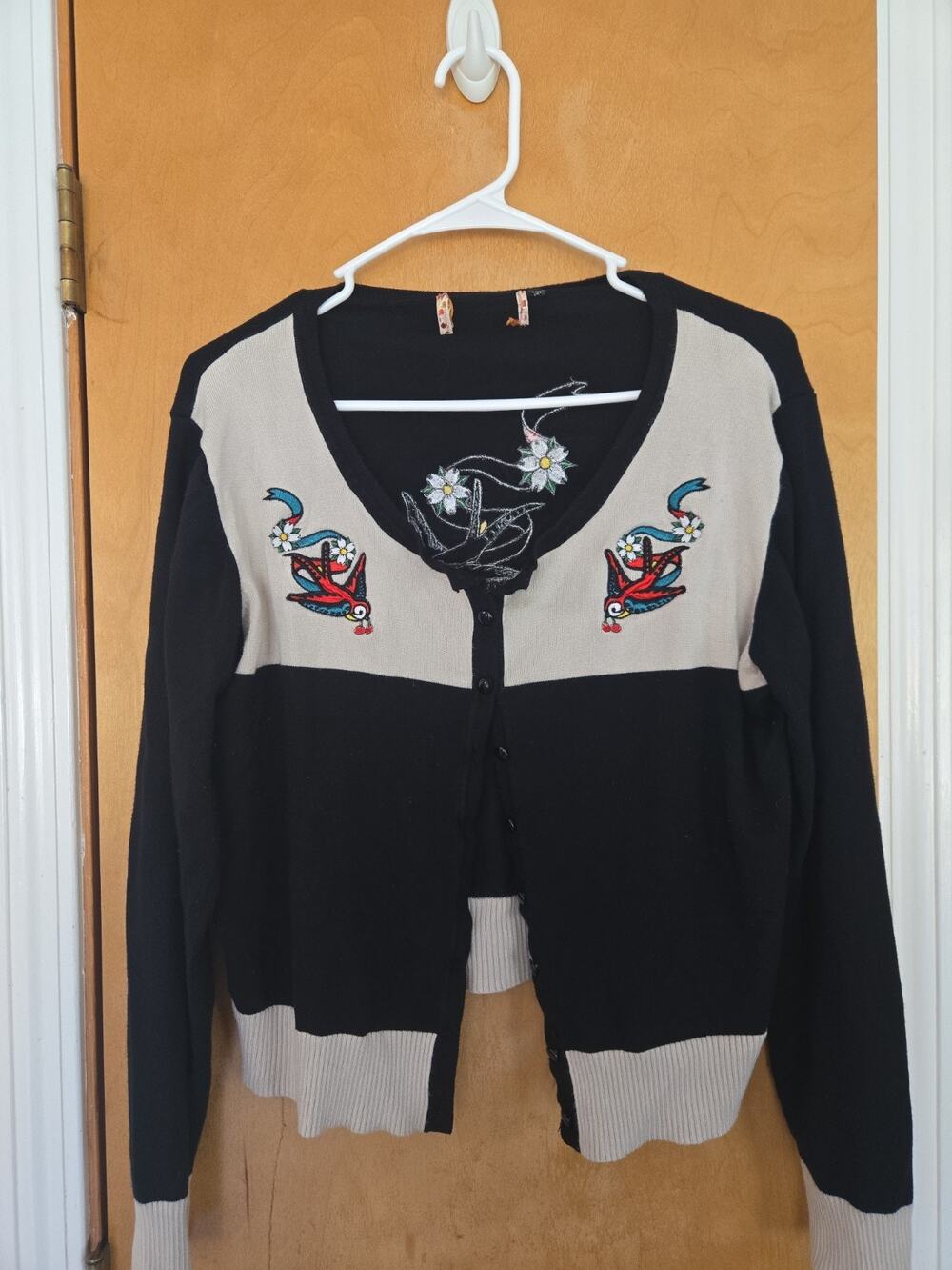 Banned Apparel Bird Cardigan Rockabilly Punk Gothic PinUp Retro Tattoo Sz XL